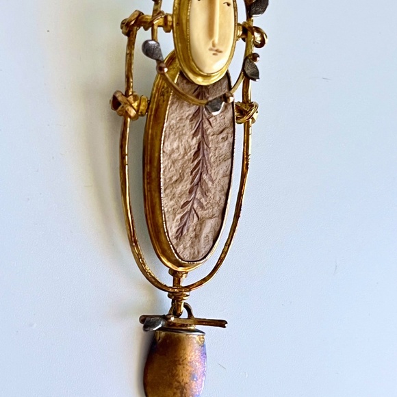 Carolyn Morris Bach Brooch Pendant 18K, 22K, Sterling and Agate - Picture 10 of 15